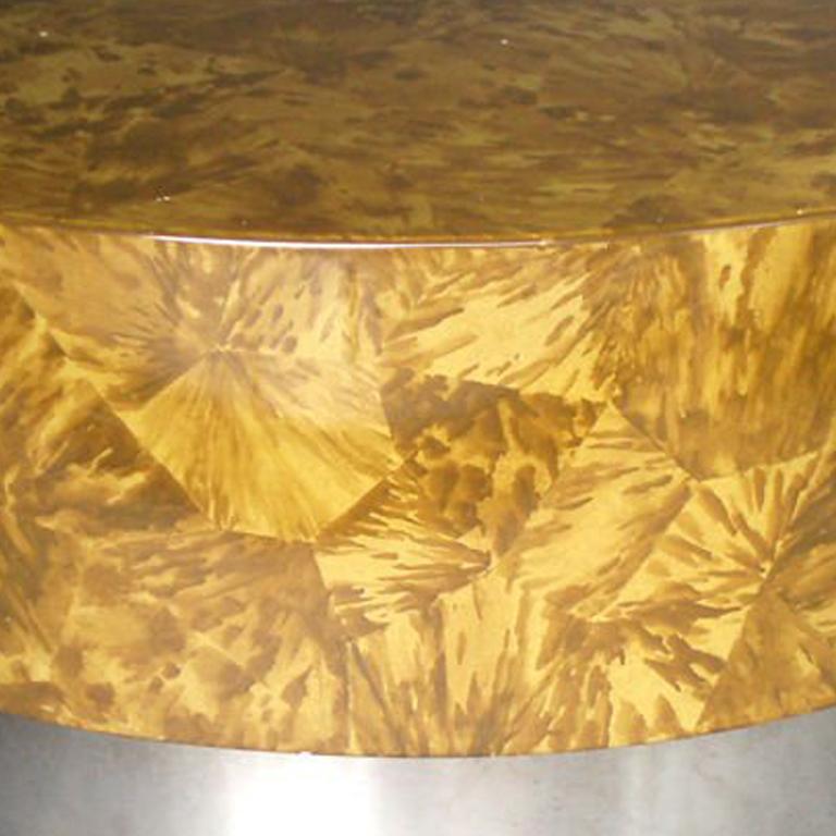 American Faux Finished Drum Cocktail Table For Sale