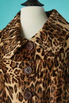 Faux fur A-Line coat in faux velvet fur with animal print TYBER