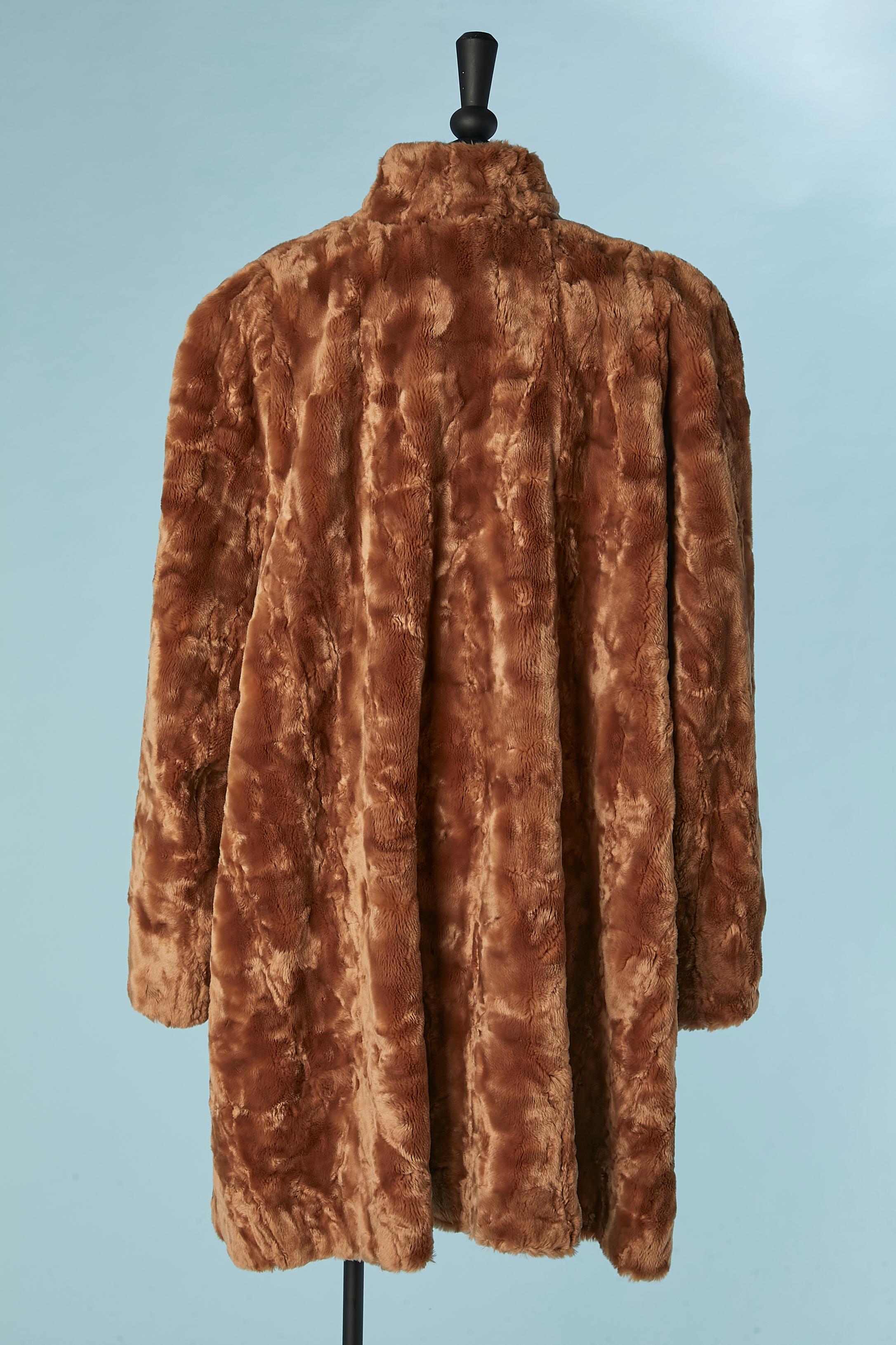 Women's Faux fur beige coat with texture Pierre Cardin For Sale