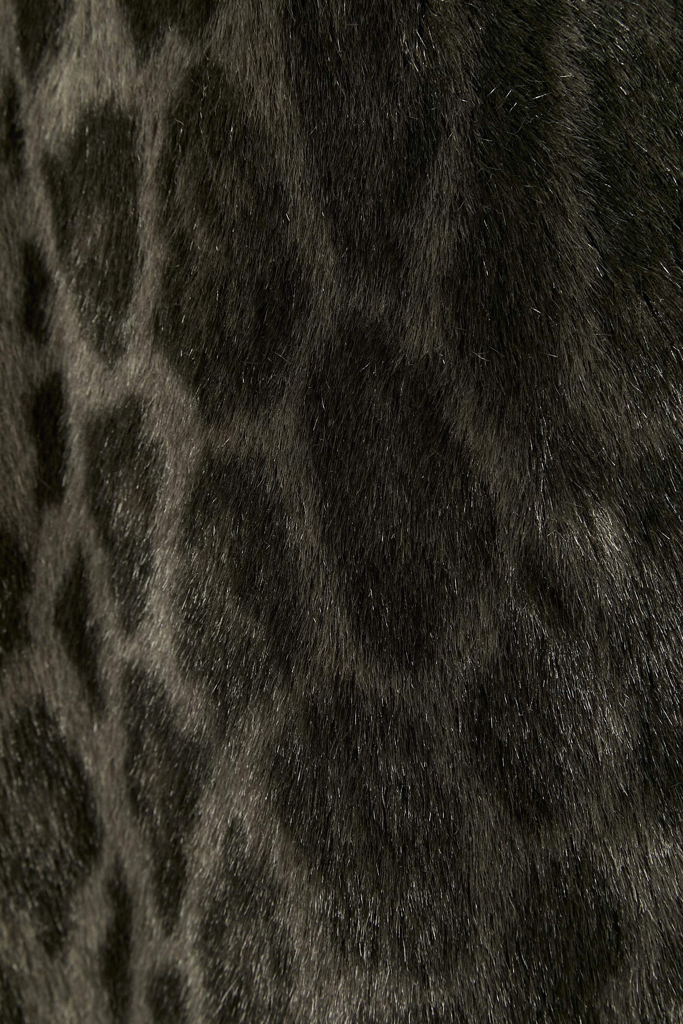 Faux fur coat with animal print and knit drawstring KRIZIA In Excellent Condition For Sale In Saint-Ouen-Sur-Seine, FR
