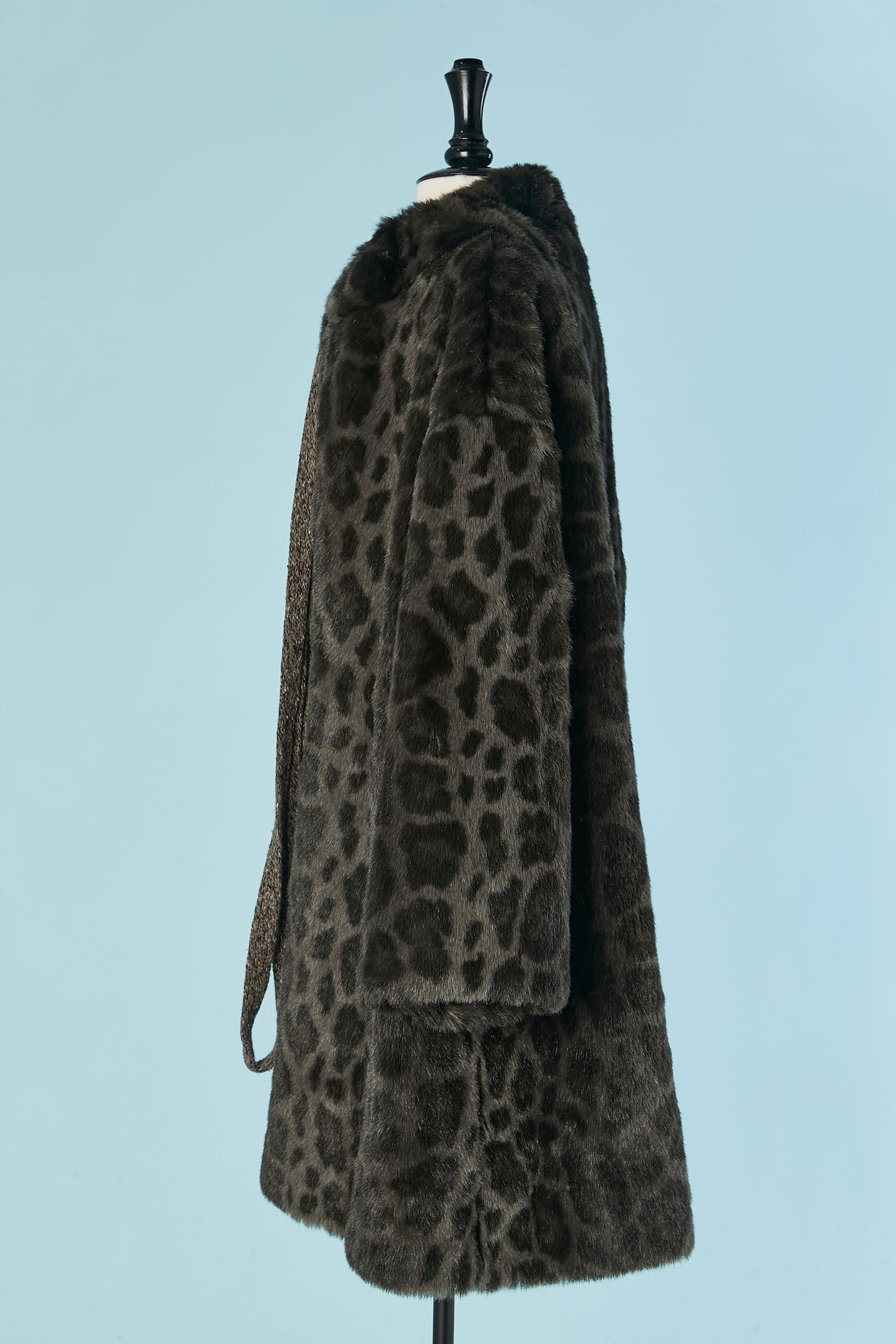 Women's Faux fur coat with animal print and knit drawstring KRIZIA For Sale
