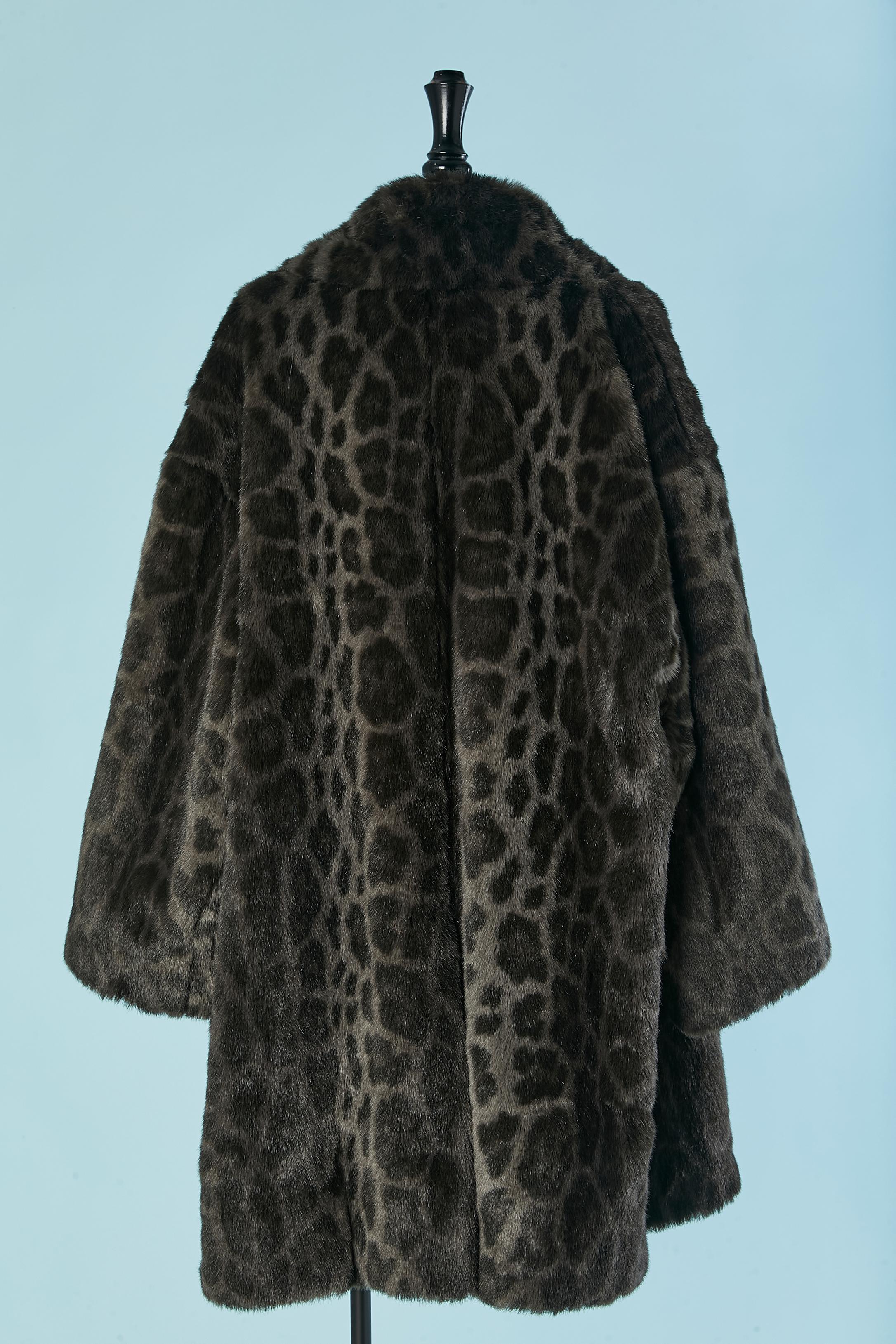 Faux fur coat with animal print and knit drawstring KRIZIA For Sale 1