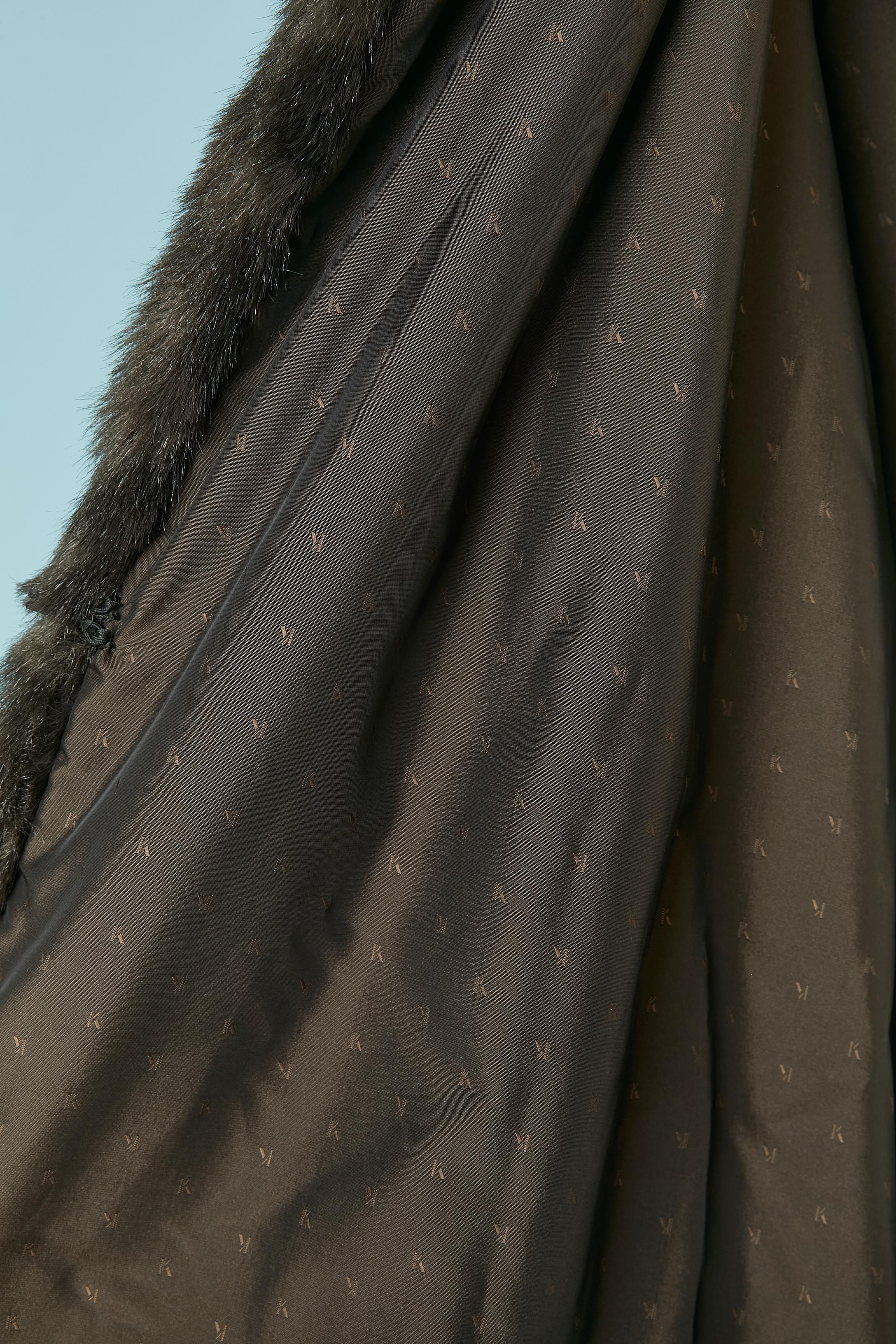 Faux fur coat with animal print and knit drawstring KRIZIA For Sale 3