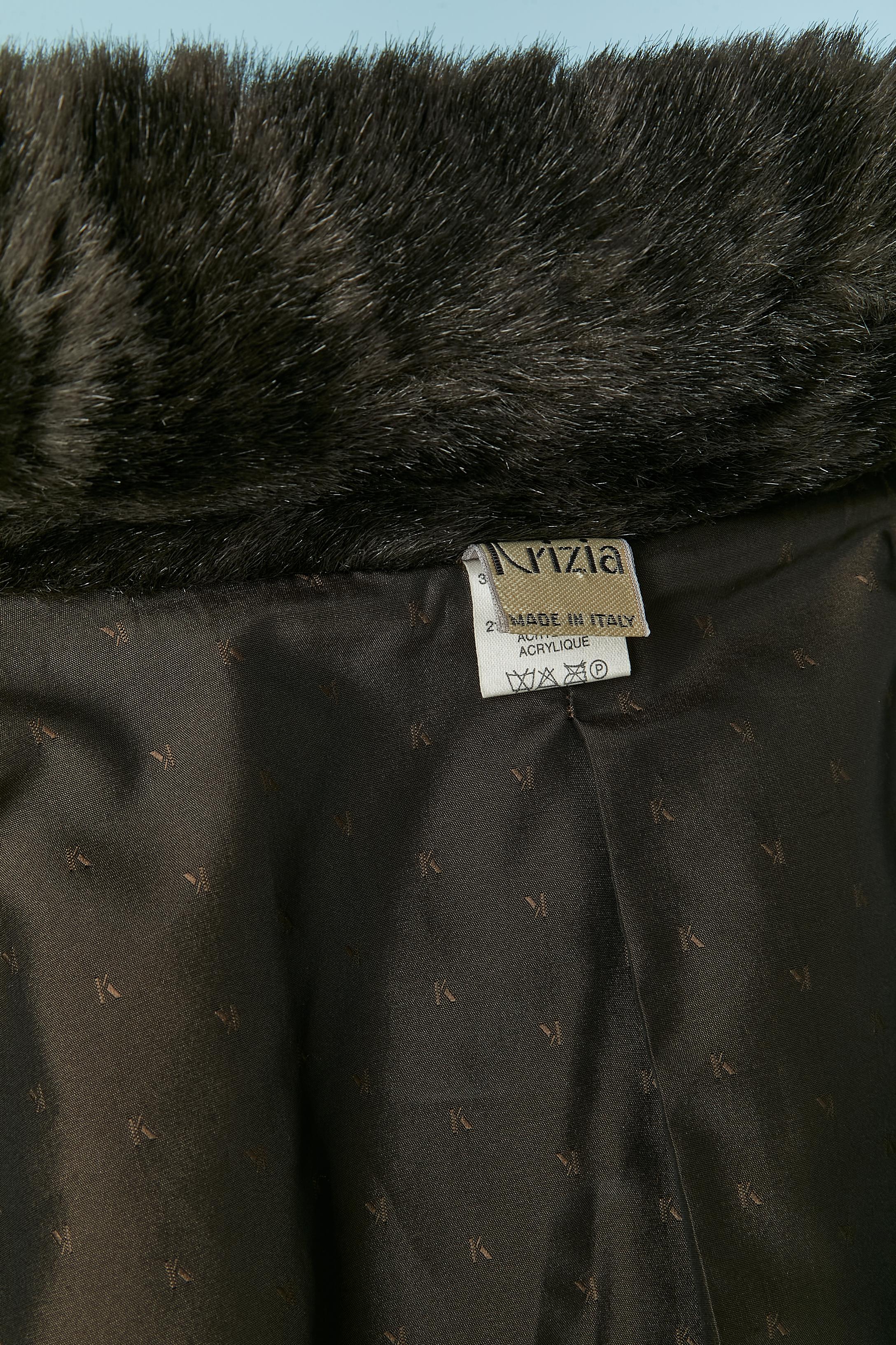 Faux fur coat with animal print and knit drawstring KRIZIA For Sale 4
