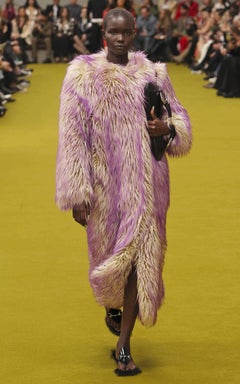Gucci Faux Fur Coat with Contrast Colored Tips IT 44