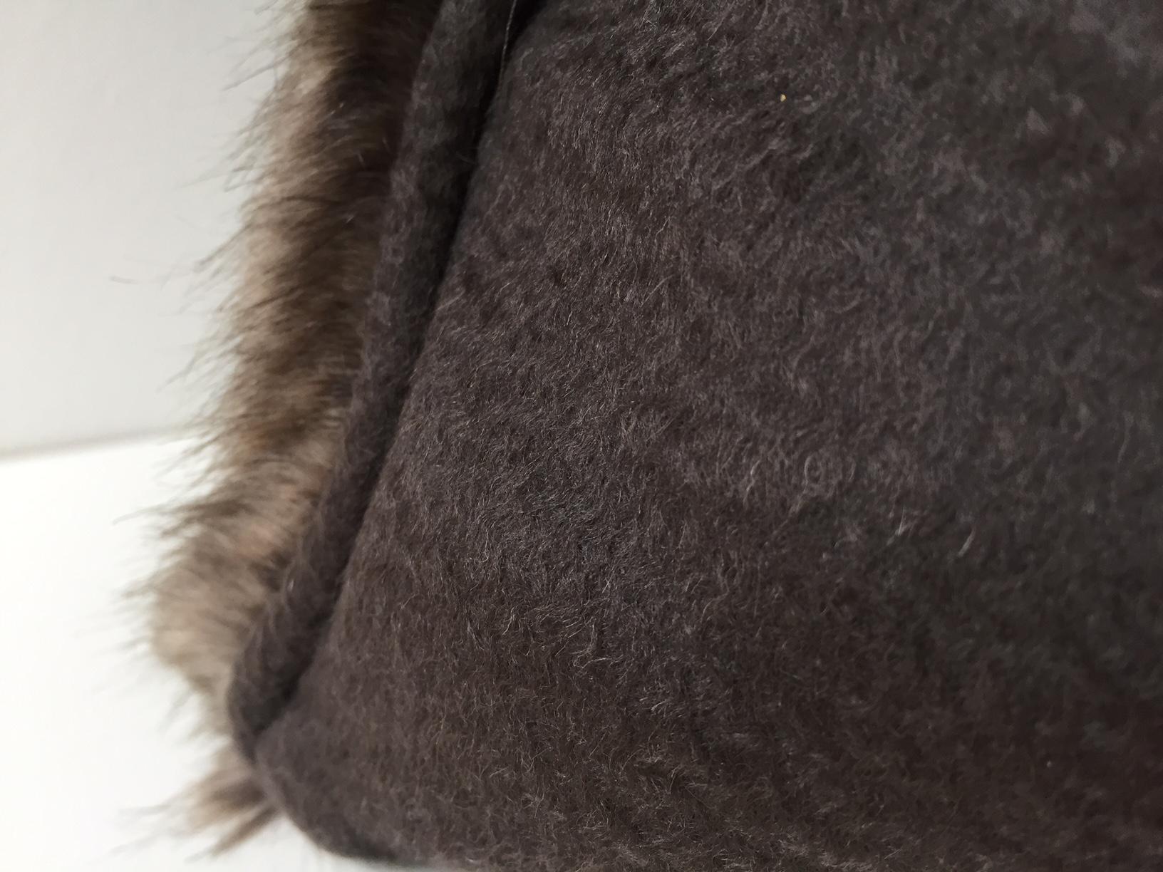 Faux Fur Cushions Color Brown Melange with Cashmere Chocolate Brown at the Back In New Condition In Hamburg, DE
