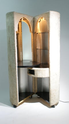 Faux Fur Cylindrical Folding Dressing Table by Luigi Massoni for Poltrona Frau