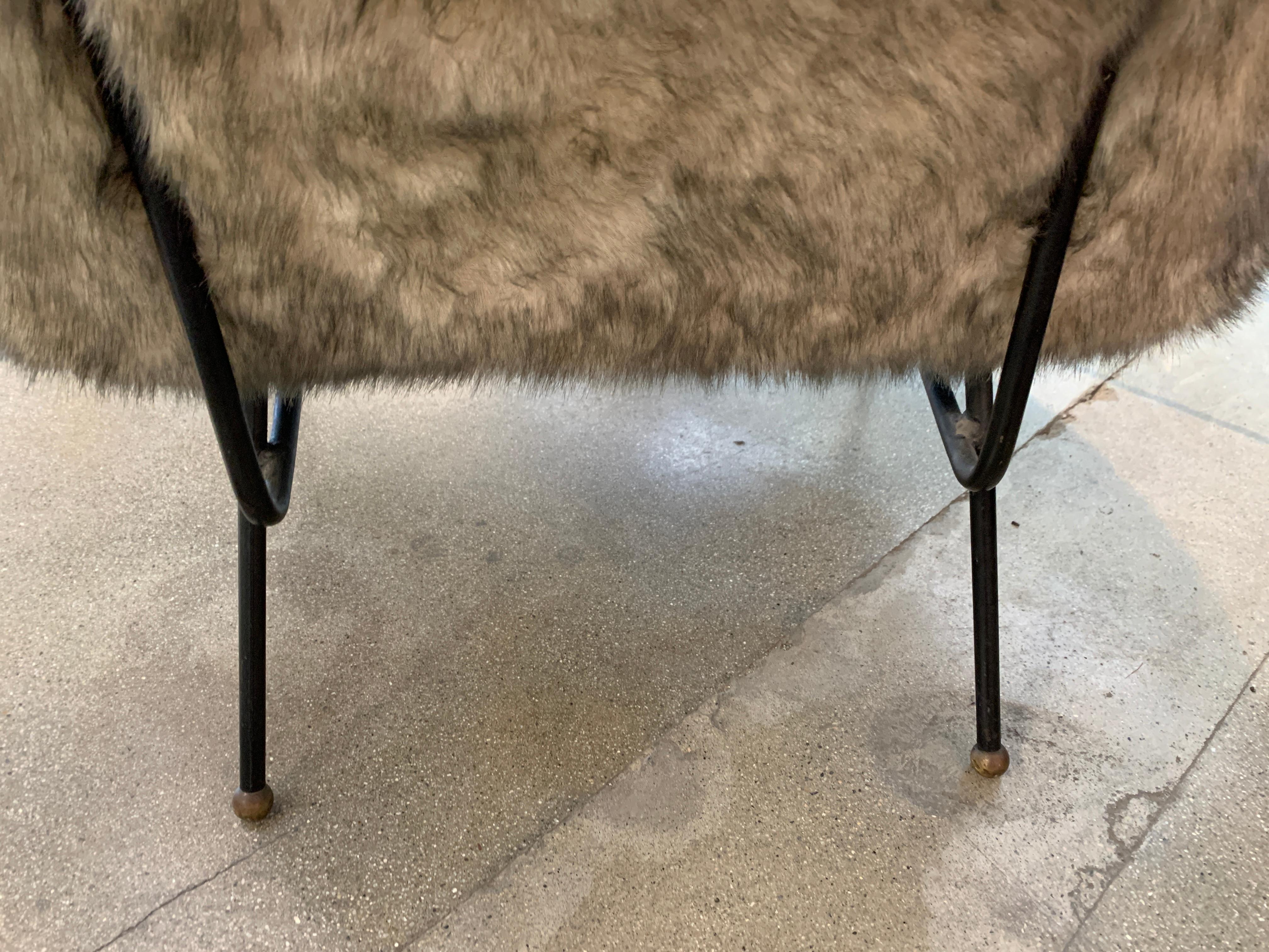 Machine-Made Faux Fur Lounge Chair For Sale