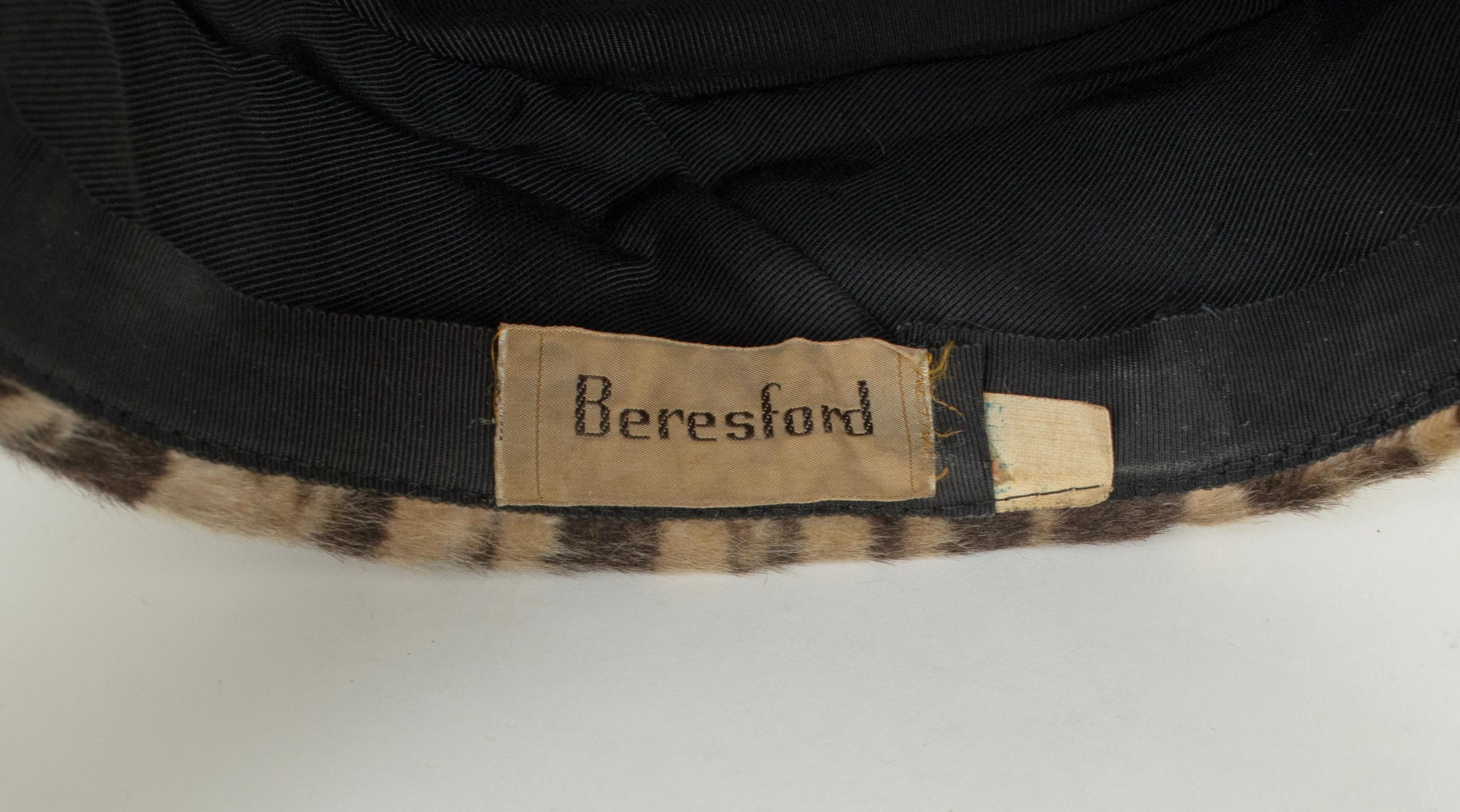 Kunstpelz Leopard Pillbox Turban Hut - S (6 ¾), 1960s im Angebot 4