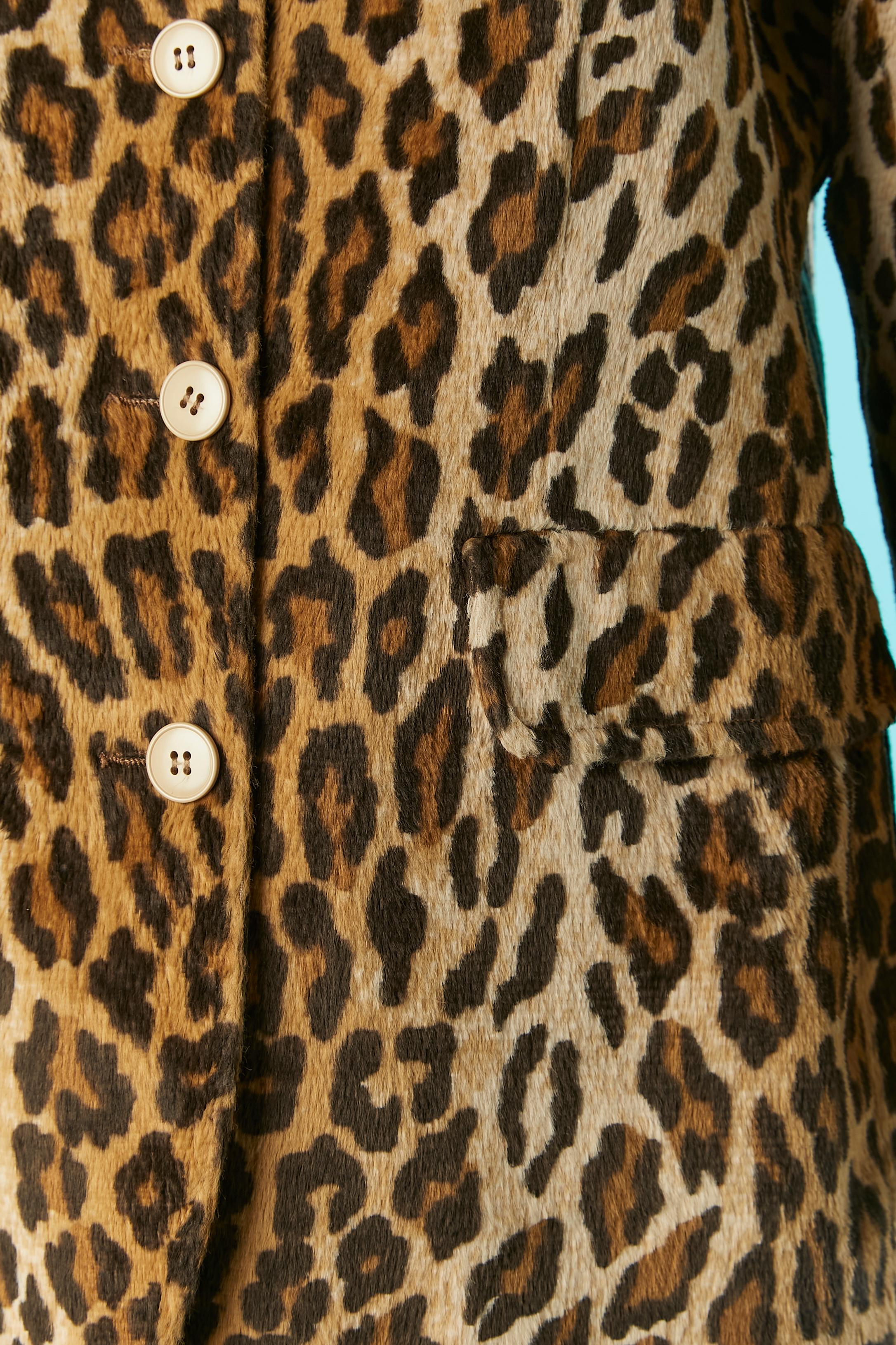 Brown Faux fur leopard print single-breasted jacket Kenzo Paris