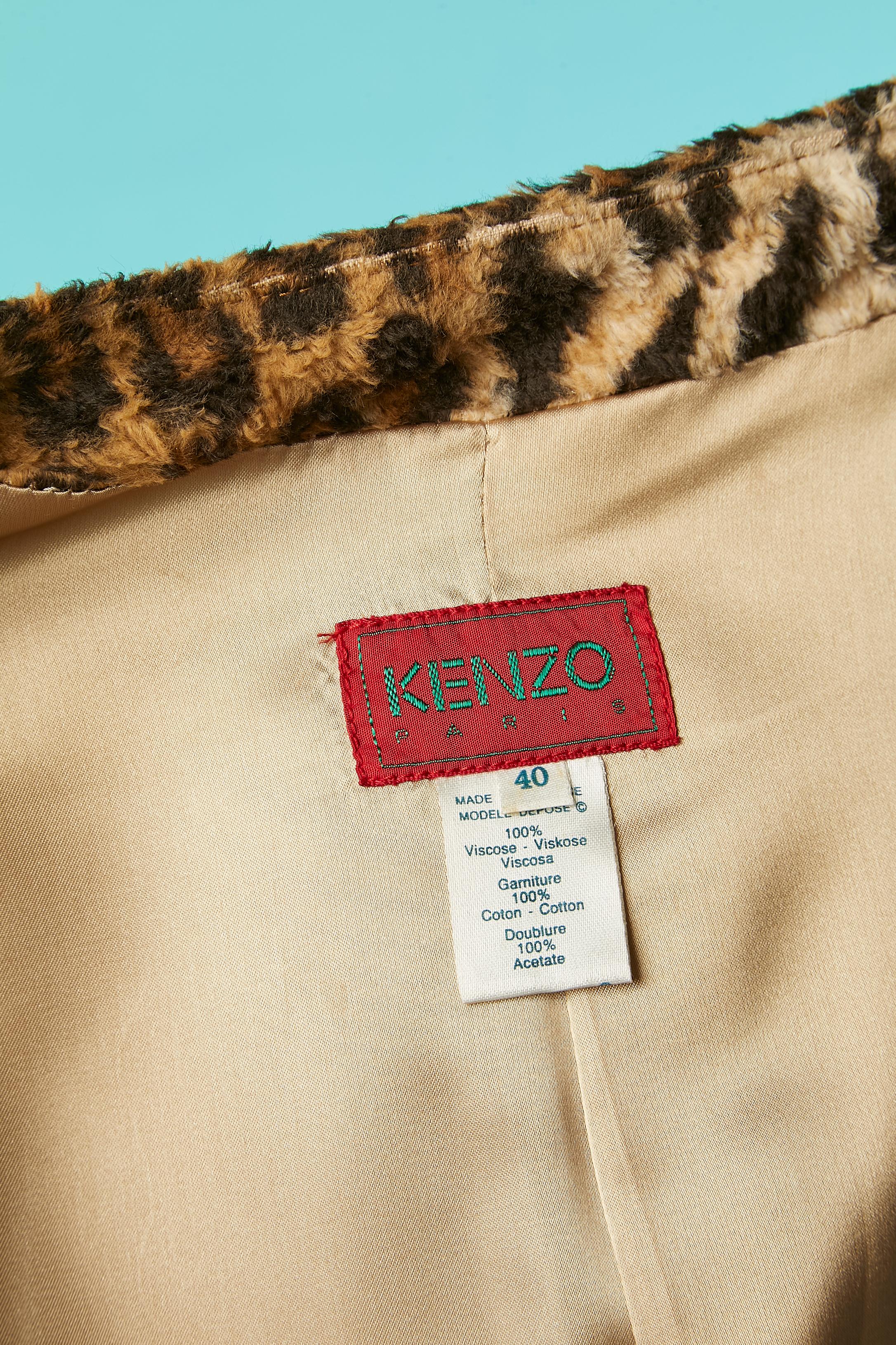 Faux fur leopard print single-breasted jacket Kenzo Paris 1
