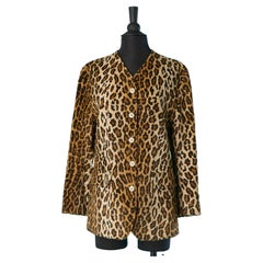 Vintage Faux fur leopard print single-breasted jacket Kenzo Paris