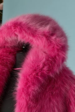 Faux fur neon pink padded maxi jacket with hood ALEXANDRE VAUTHIER New / SS 2023
