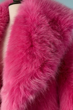 Mit Kunstfell gepolsterte Maxi-Jacke in Neonpink ALEXANDRE VAUTHIER New SS 2023