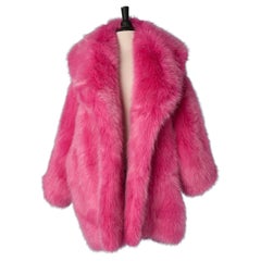 Mit Kunstfell gepolsterte Maxi-Jacke in Neonpink ALEXANDRE VAUTHIER New SS 2023