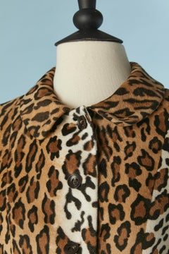 Faux fur single breasted jacket with leopard print Moschino Cheap & Chic