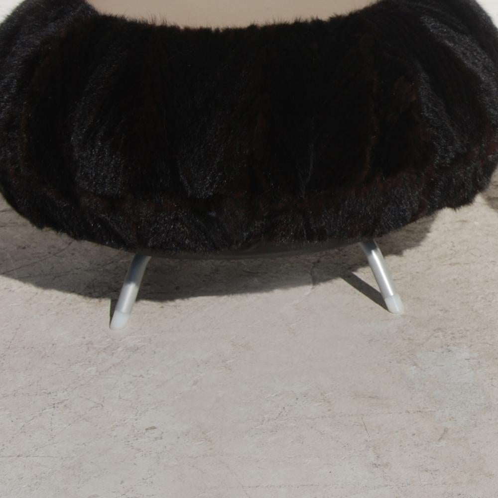 Modern Faux Fur Table Stool by Allermuir For Sale