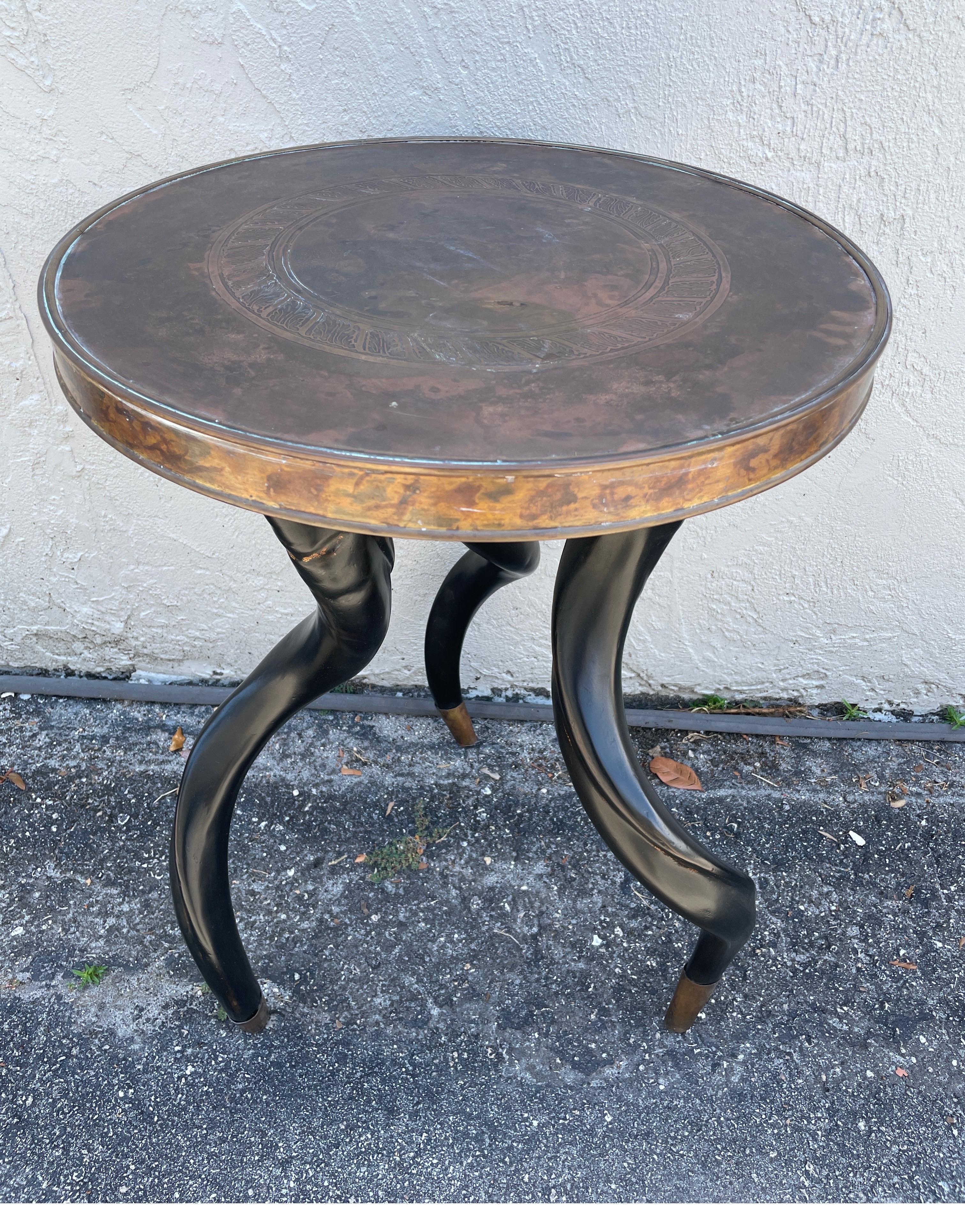 American Faux Gazelle Horn Ebony Drinks Table