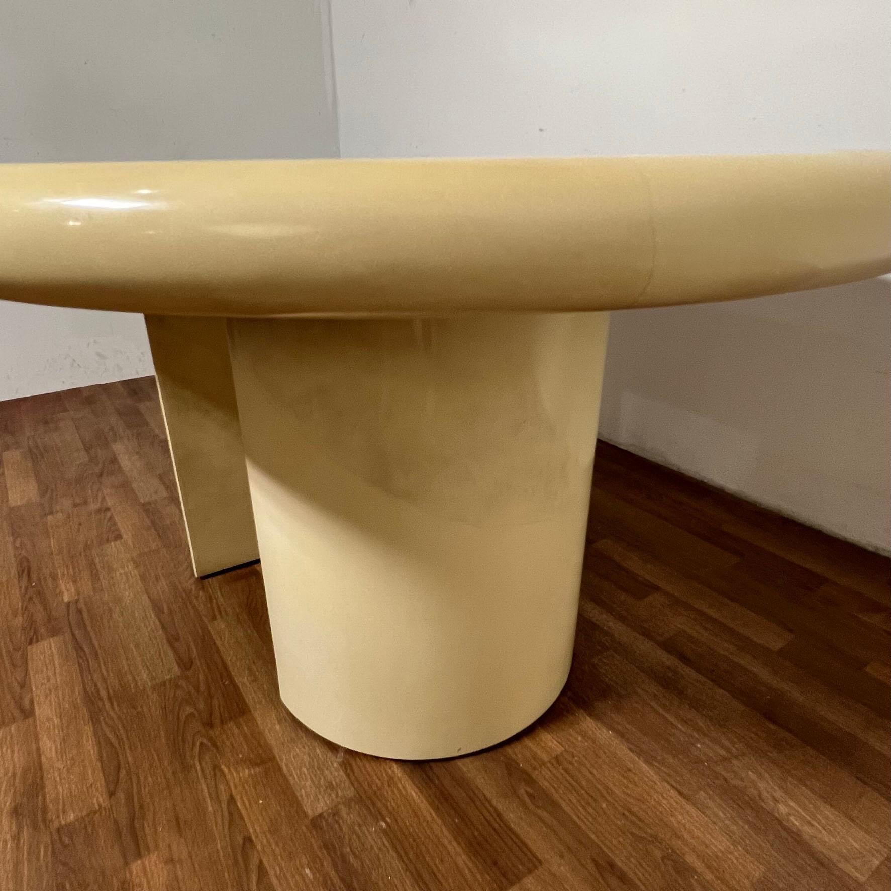 Faux Goat Skin Lacquered Dining Table With Two Leaves, Circa 1980s For Sale 6
