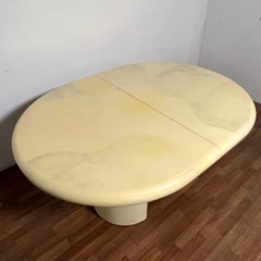 Faux Goat Skin Lacquered Dining Table With Two Leaves, Circa 1980s