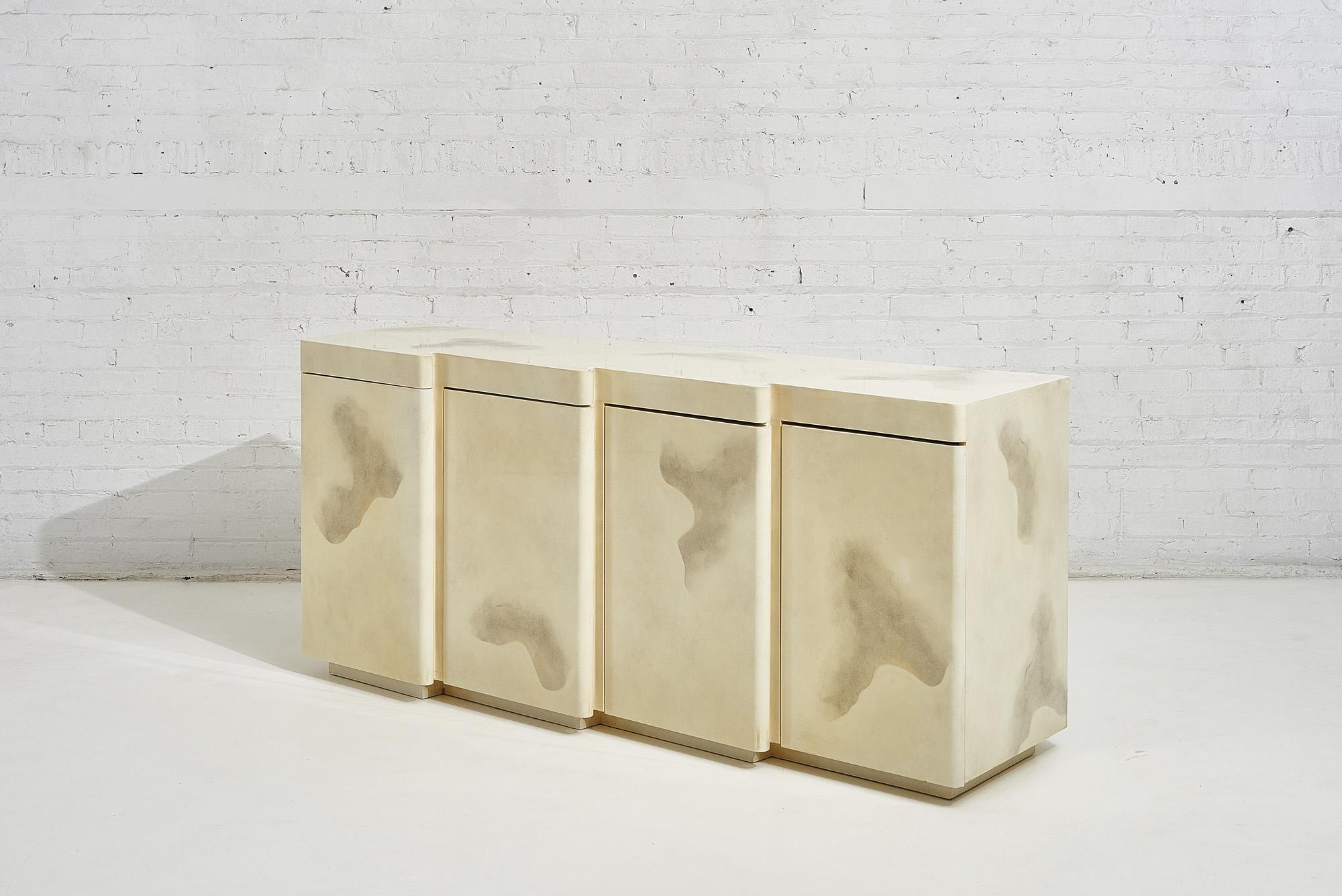 American Faux Goat Skin Lacquered Sideboard, 1980