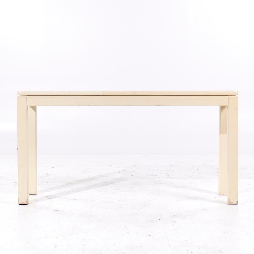 Faux Goat Skin Postmodern Console Table

This console table measures: 56.5 wide x 16.75 deep x 29.25 inches high

We take our photos in a controlled lighting studio to show as much detail as possible. We do not Photoshop out blemishes.

CONDITION: