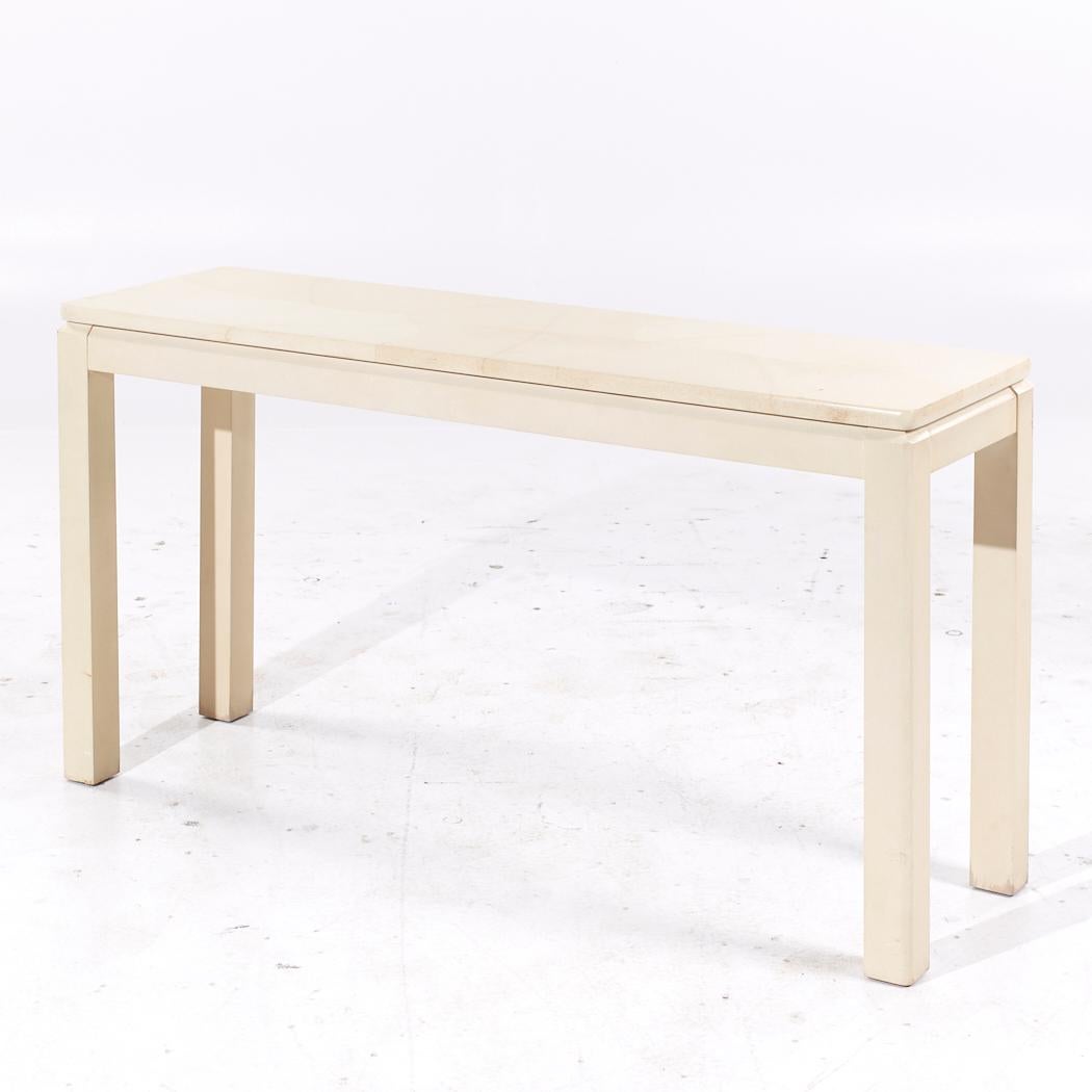 Faux Goat Skin Postmodern Console Table For Sale 1