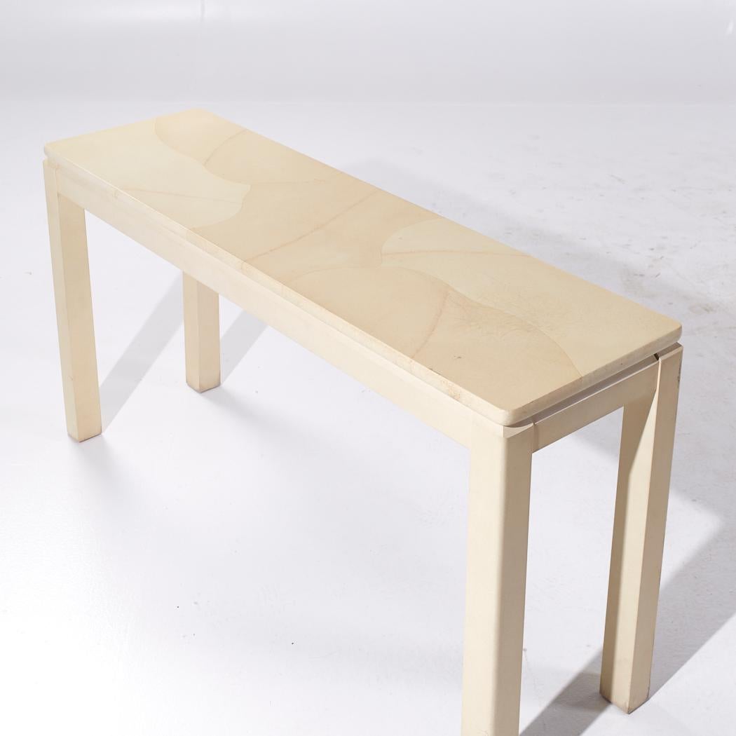 Faux Goat Skin Postmodern Console Table For Sale 2