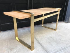 Faux Goatskin and Brass Console