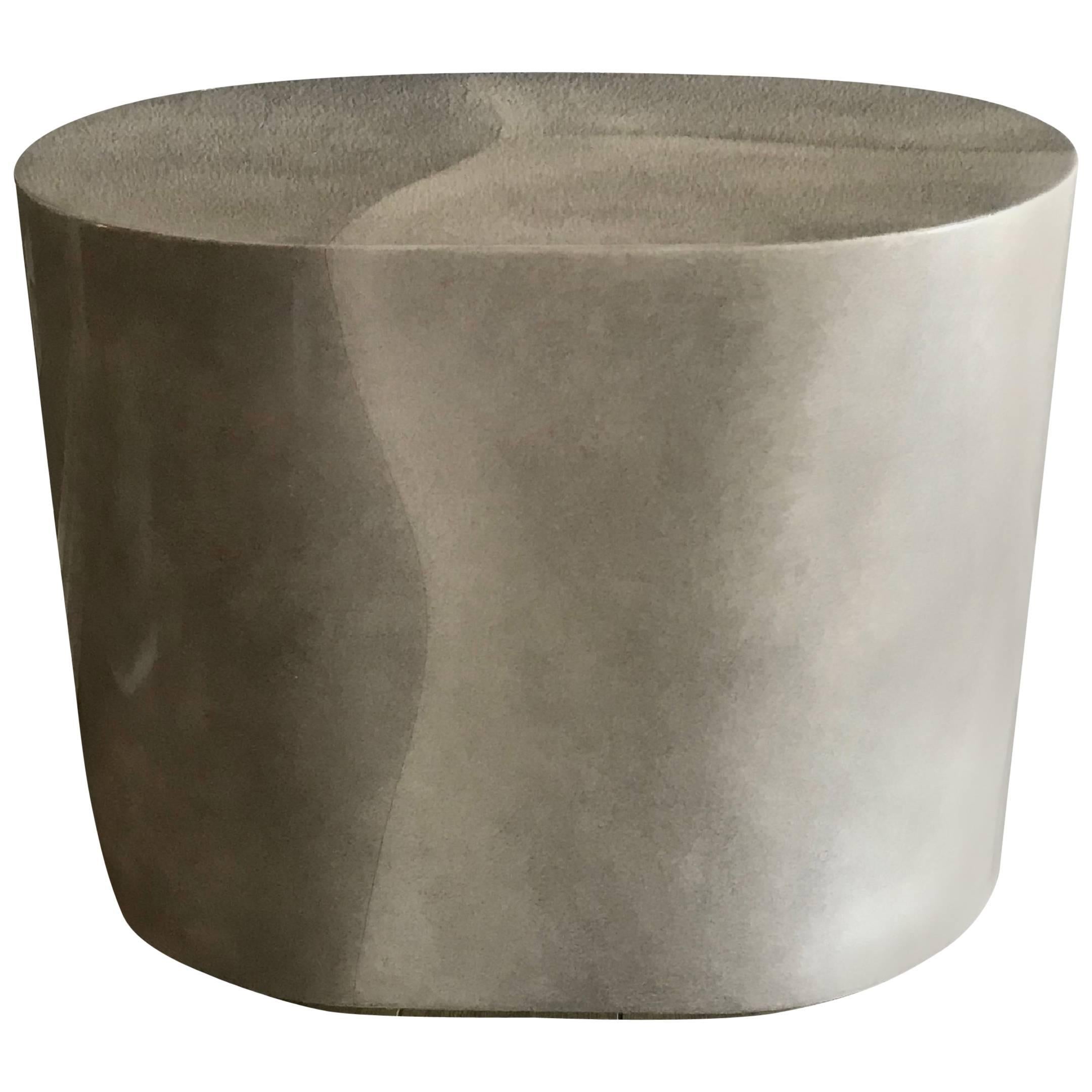 Faux Goatskin and Brass Plinth Cocktail Table, style of Karl Springer