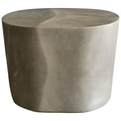 Faux Goatskin and Brass Plinth Cocktail Table, style of Karl Springer