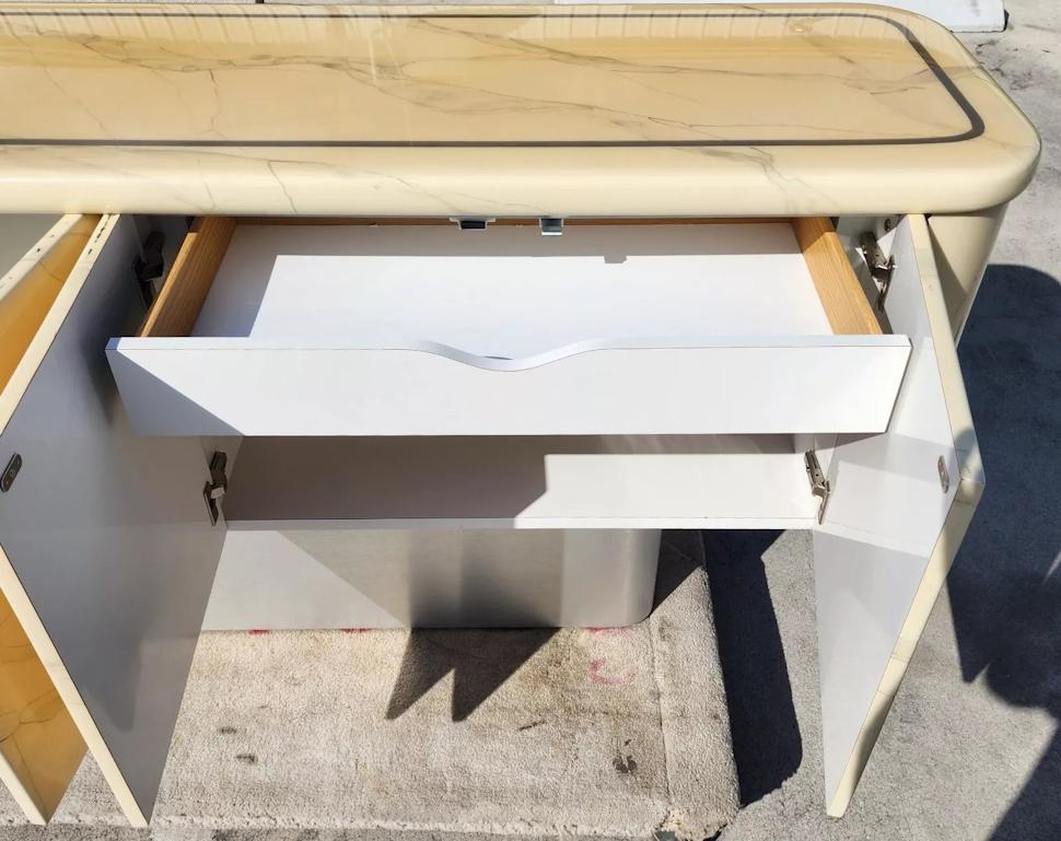Faux Goatskin Buffet Sideboard Vintage For Sale 3