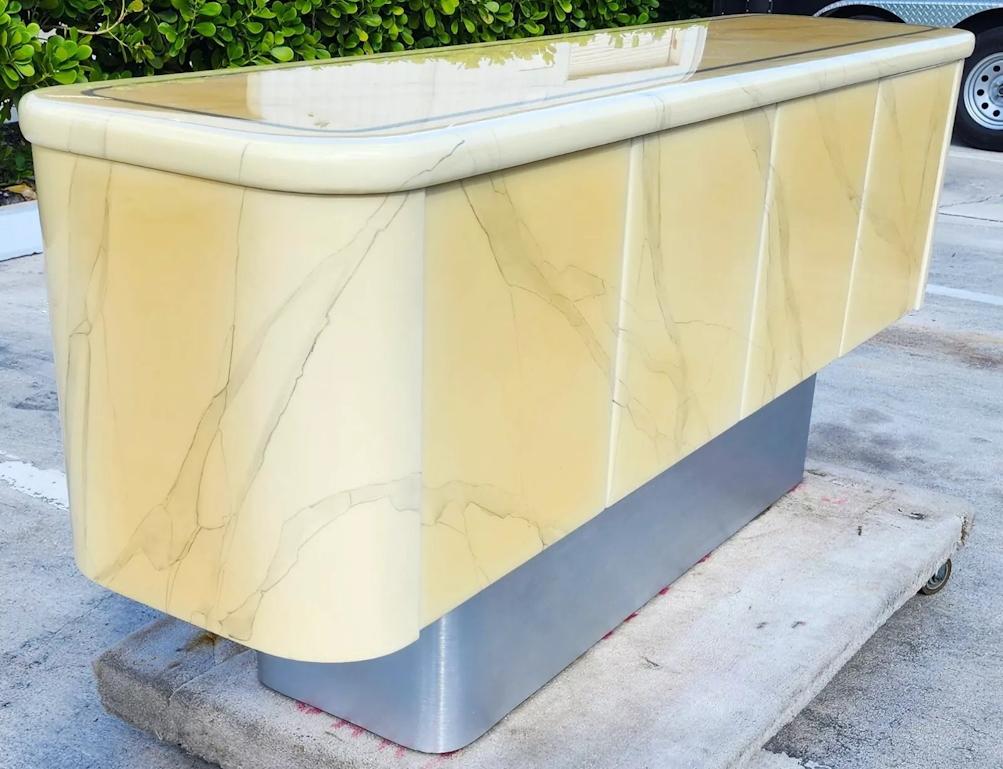 Faux Goatskin Buffet Sideboard Vintage In Good Condition For Sale In Lake Worth, FL
