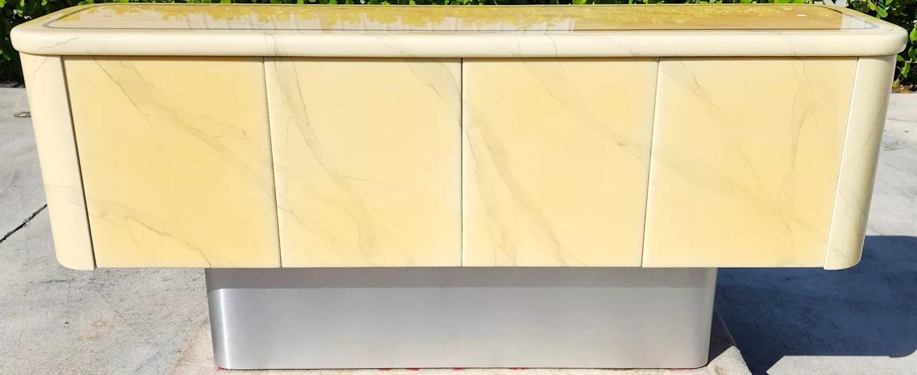 Faux Goatskin Buffet Sideboard Vintage For Sale 1