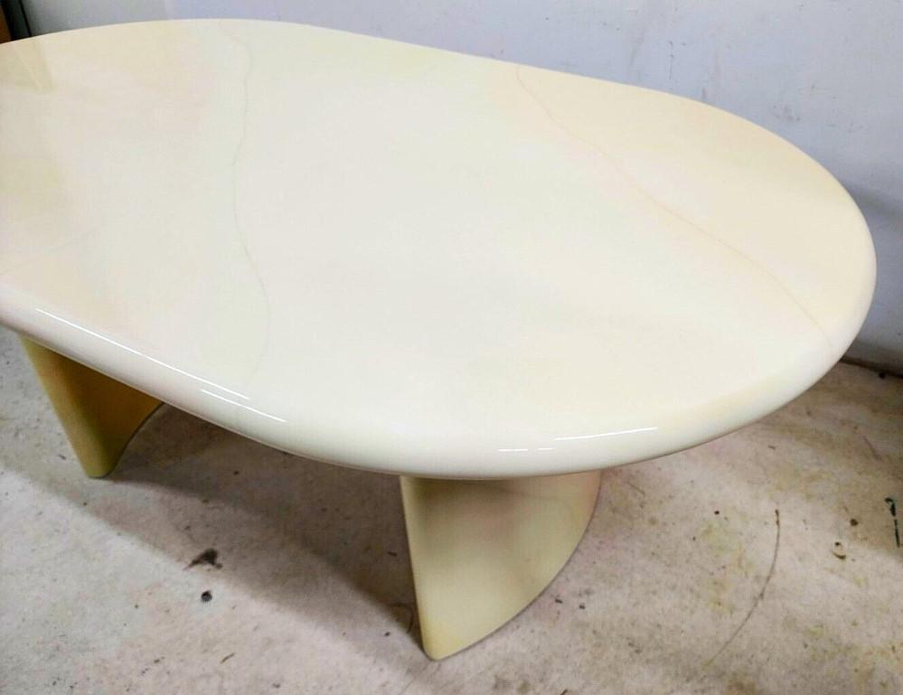 Offering One Of Our Recent Palm Beach Estate Fine Furniture Acquisitions Of A 
Vintage Karl Springer Style Lacquered Faux Goatskin Dining Table with Leaf



Approximate Measurements in Inches
29