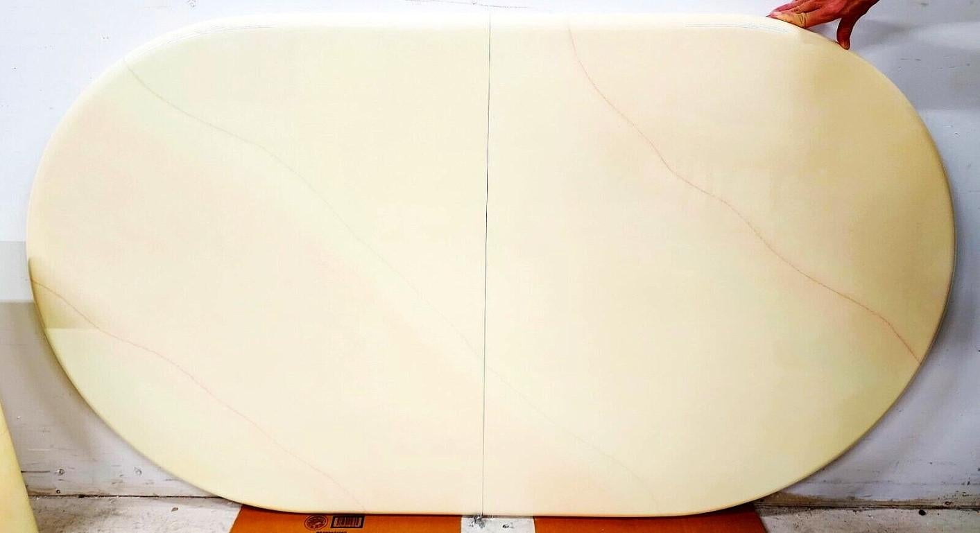 Faux Goatskin Dining Table Karl Springer Style Lacquered 1980s with Leaf In Good Condition For Sale In Lake Worth, FL