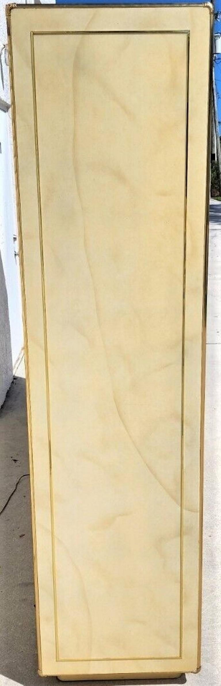 Late 20th Century Faux Goatskin Display Etagere Bar Cabinets by JOHN STUART For Sale
