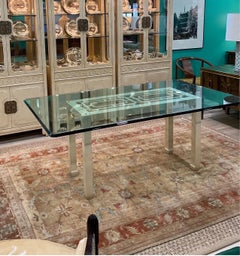 Faux Goatskin Finish Chippendale Lattice Dining Table from Henredon, 1970