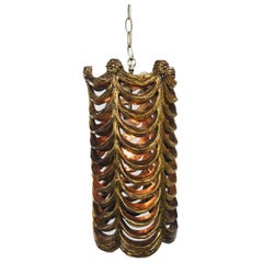 Faux Gold Leaf Swag Drapery Pendant