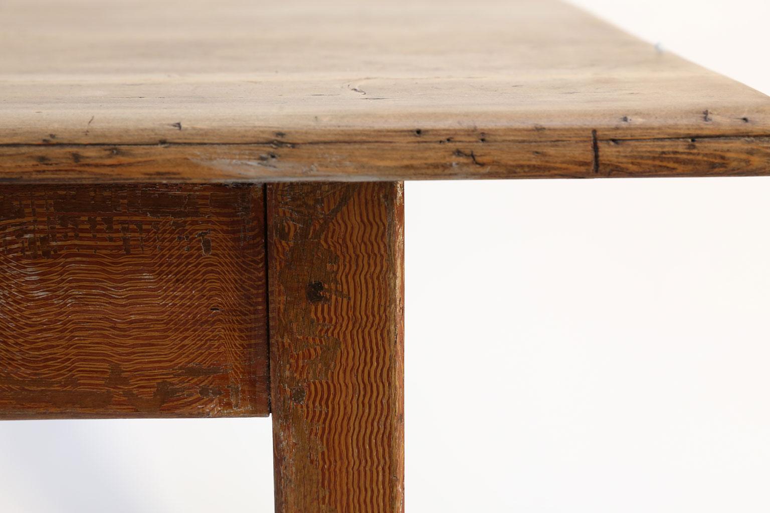 French Provincial Faux-Grain Painted French Oak Farm Table