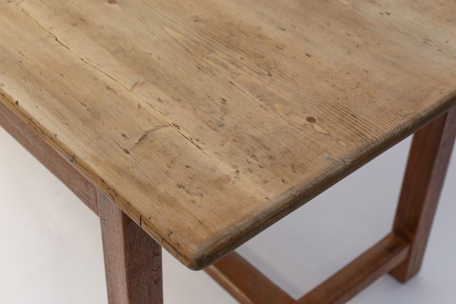 Hand-Carved Faux-Grain Painted French Oak Farm Table