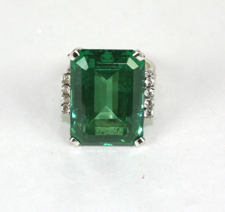 Retro Faux Green Tourmaline Cocktail Ring For Sale