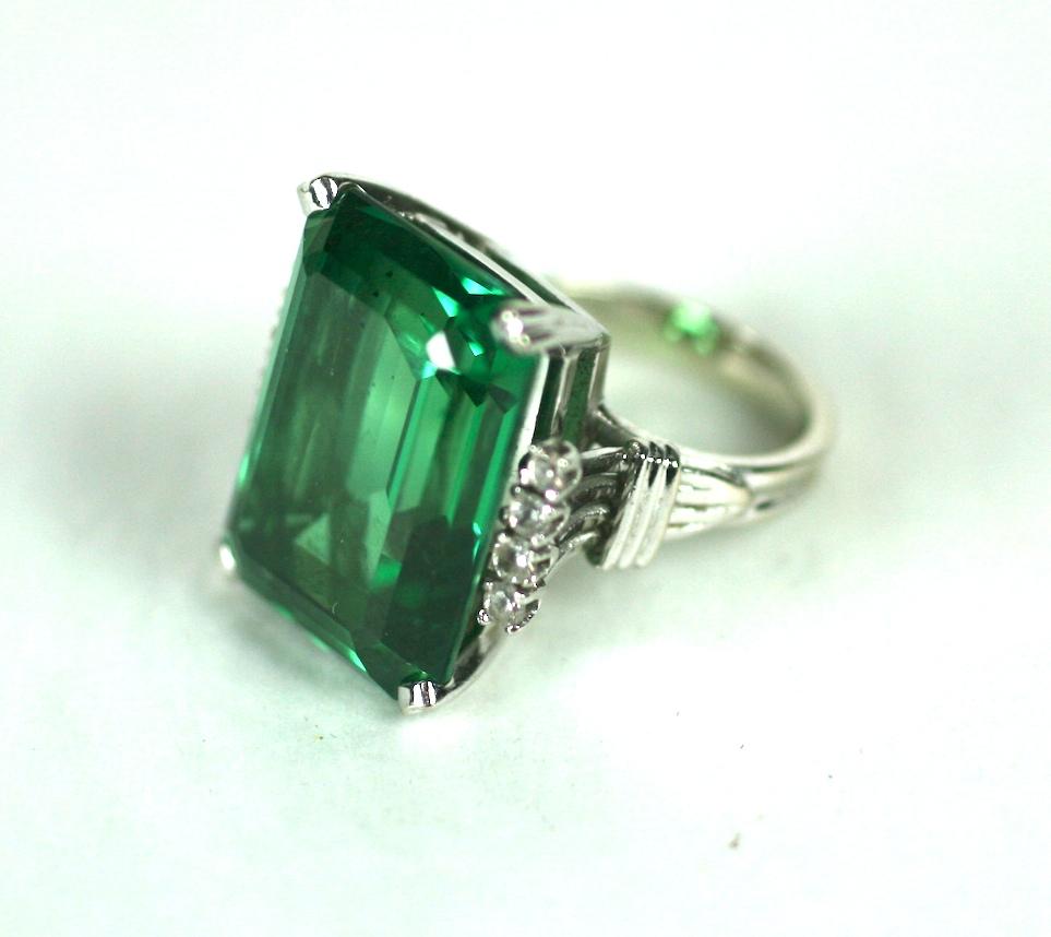 Faux Green Tourmaline Cocktail Ring In Excellent Condition For Sale In Riverdale, NY