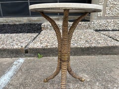 Faux Horn And Brass Tripod Table