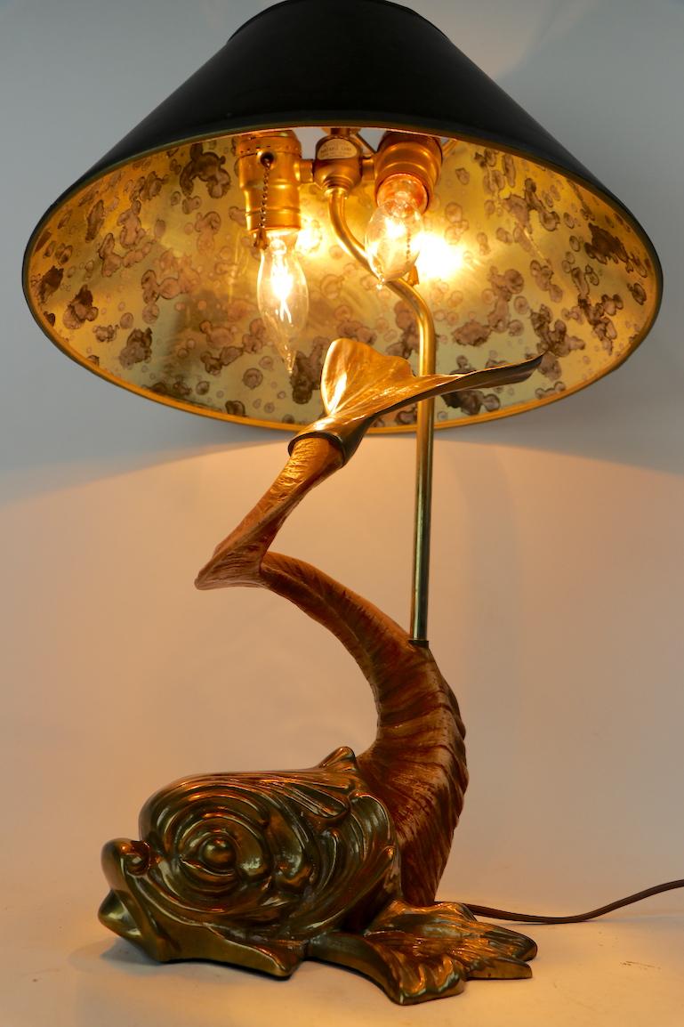 Brass Faux Horn Sea Creature Table Lamp by Chapman