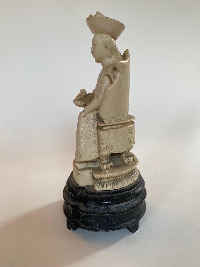 Carved Faux Ivory Figure of Seated Empress For Sale