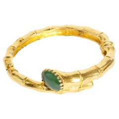 Faux Jade and Gold Bamboo Bangle