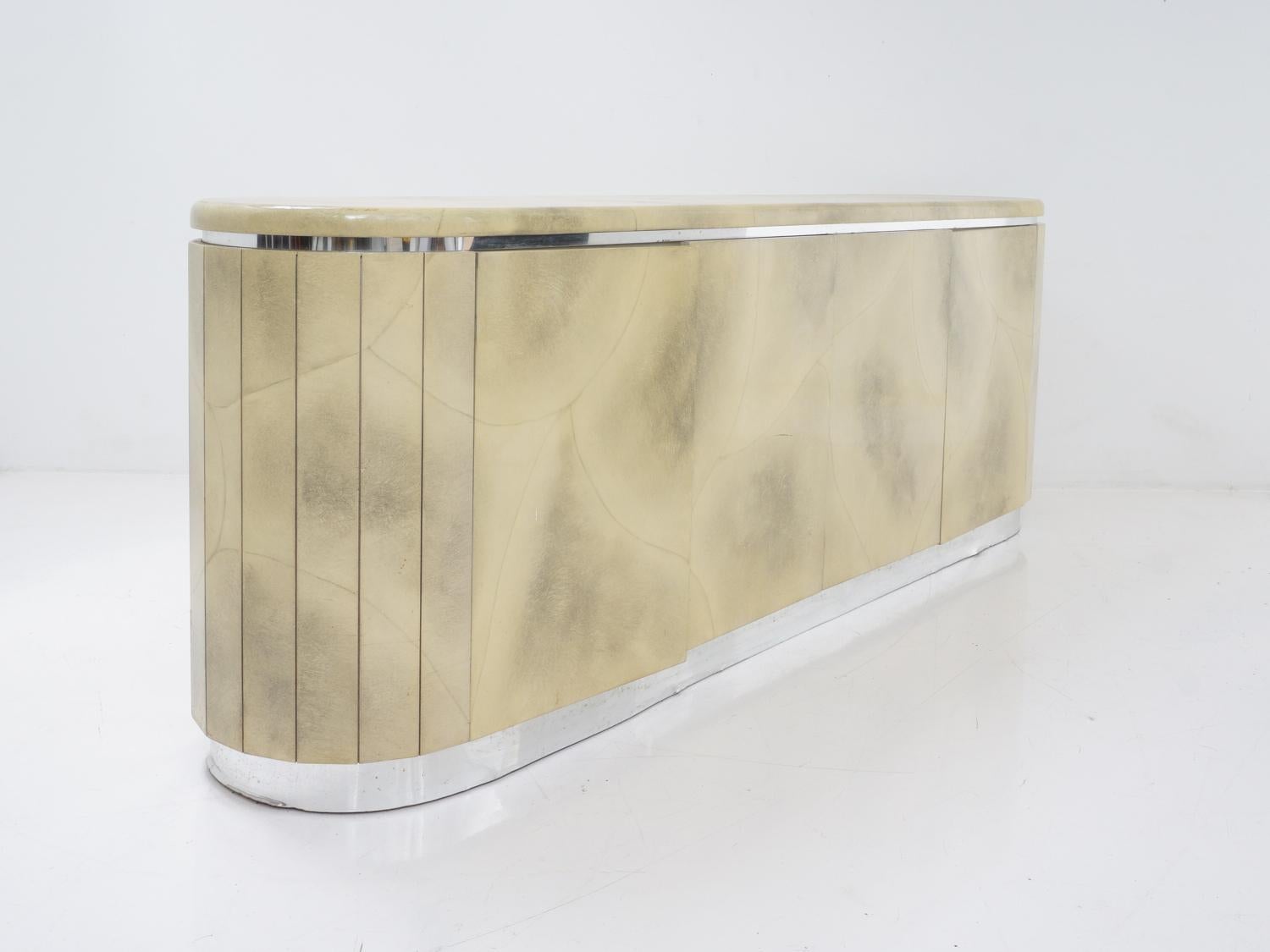 Glamorous and faux fabulous: a credenza that channels your inner celebrity without harming any goats.

- 31.5