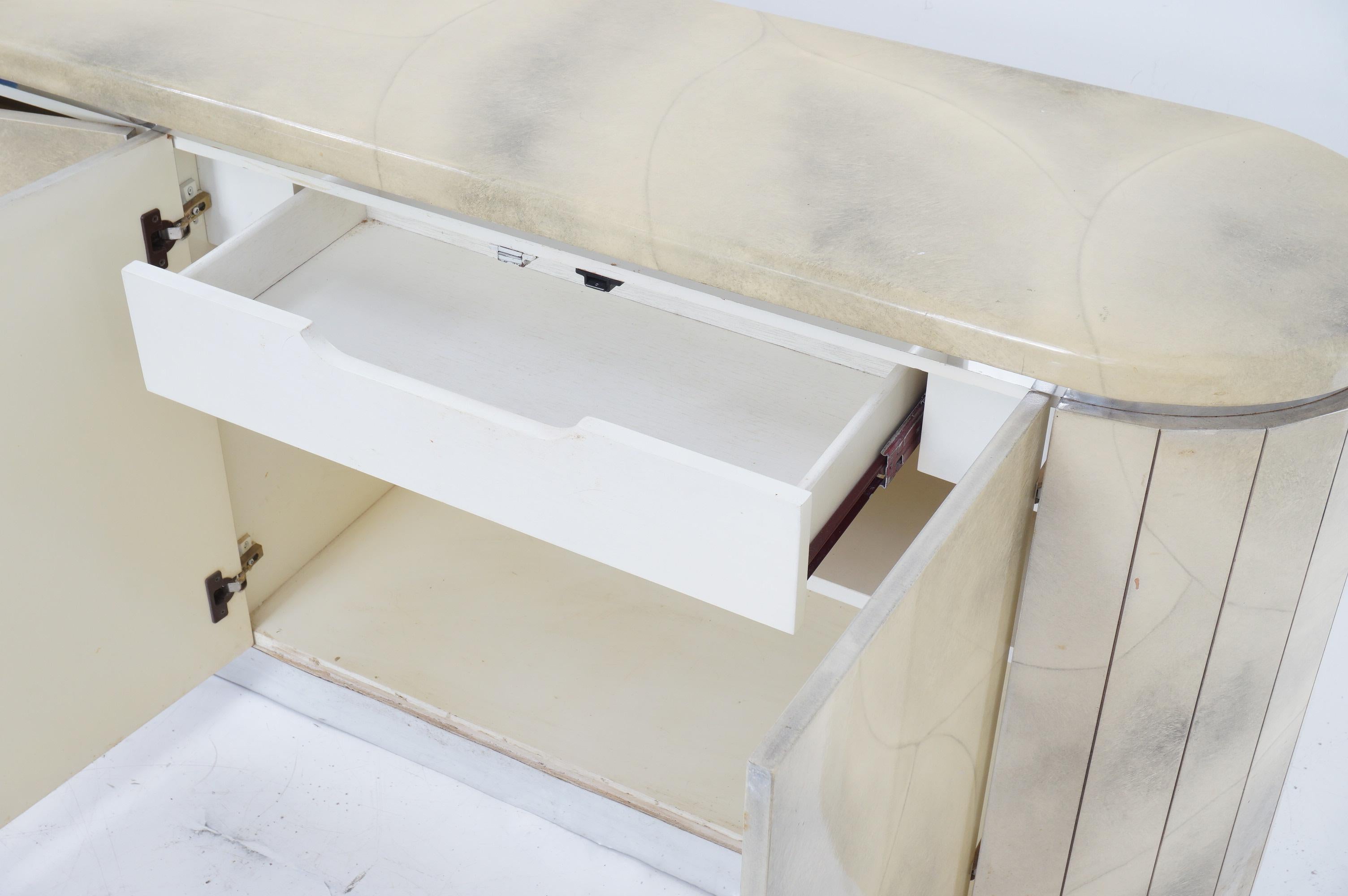 Late 20th Century Faux Lacquered Goatskin Credenza, 1970s