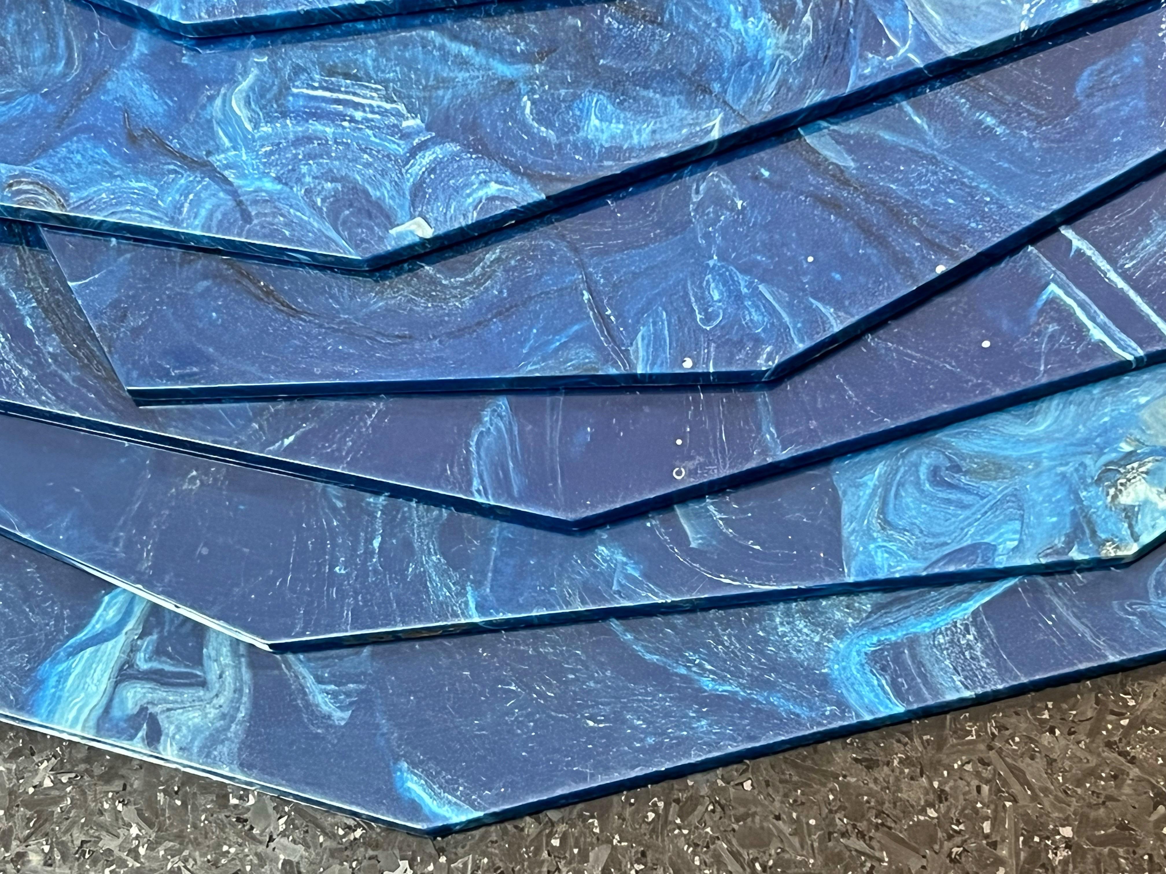 Faux lapis-lazulite  Table de salle à manger bleue  Lot de 6 sets de tapis de coiffeuse en vente 4